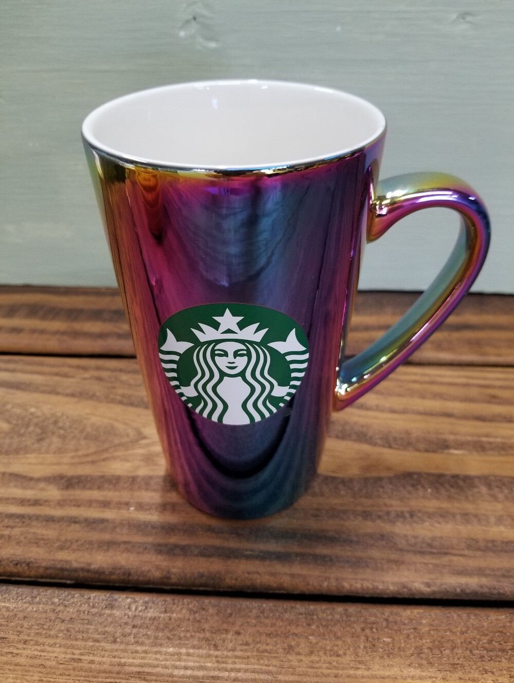 2022 STARBUCKS Iridescent Rainbow Ceramic Coffee Mug Cup 16 oz.